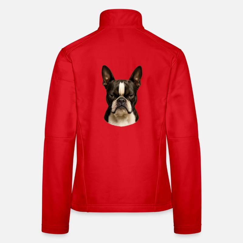 Eindrucksvoller Boston Terrier Blick Frauen Softshelljacke