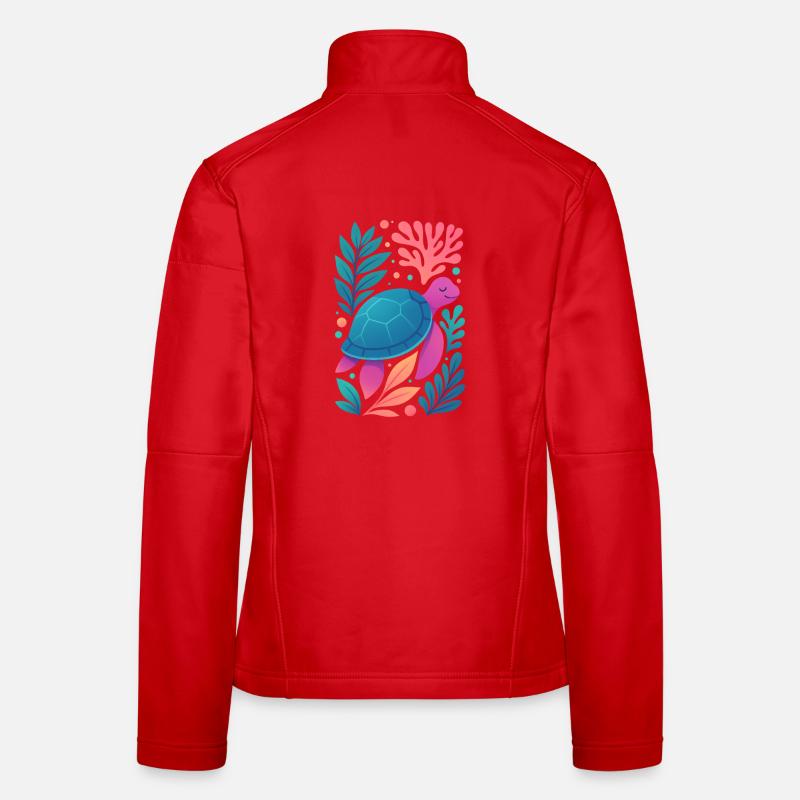 Colorful Coral Turtle - Women's Softshell Jacket - red