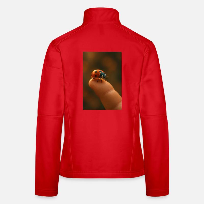 Fingertip with ladybug in macro Women's Softshell Jacket