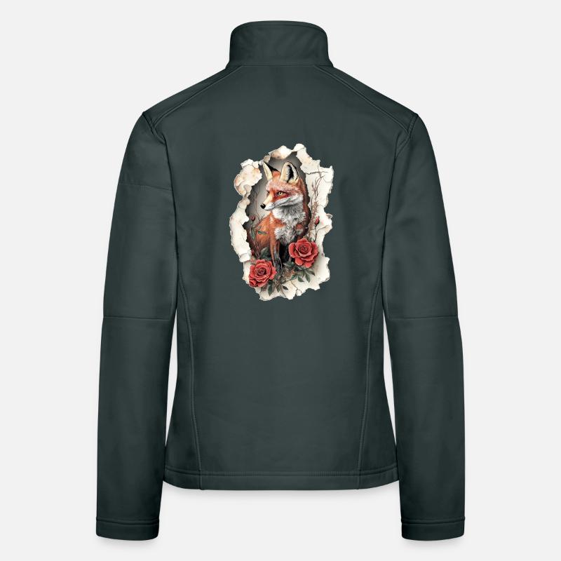 Fox with flowers Women's Softshell Jacket
