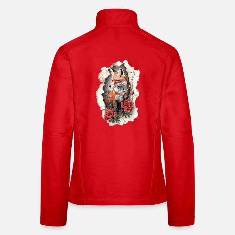 Fuchs mit Blumen Frauen Softshelljacke