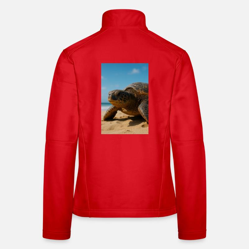 Sunny sea turtle on beach - Women's Softshell Jacket - red