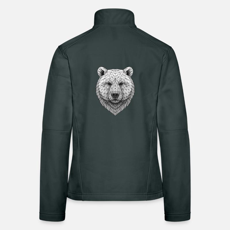 Geometric Bear Head Women's Softshell Jacket