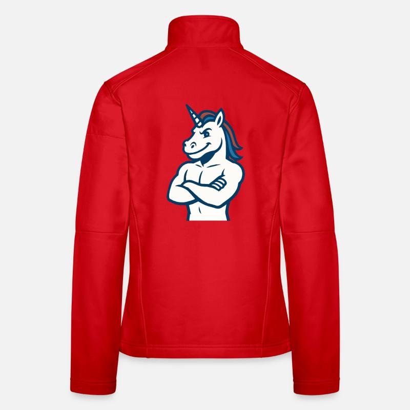 Confident Unicorn Mascot Strong Athletic Design Women's Softshell Jacket
