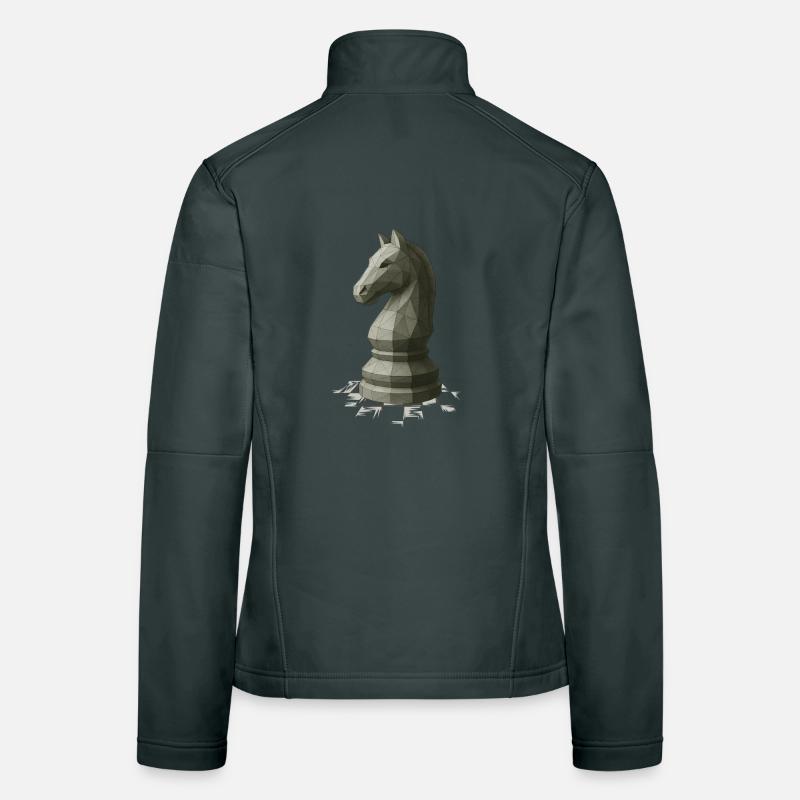 Conception du cavalier d’échecs à faible polygonisme Veste en tissu softshell Femme