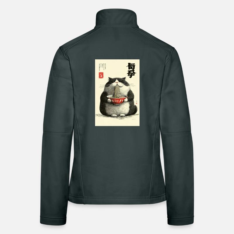 Neko Noodle Feast in Ukiyo-e Style Women's Softshell Jacket