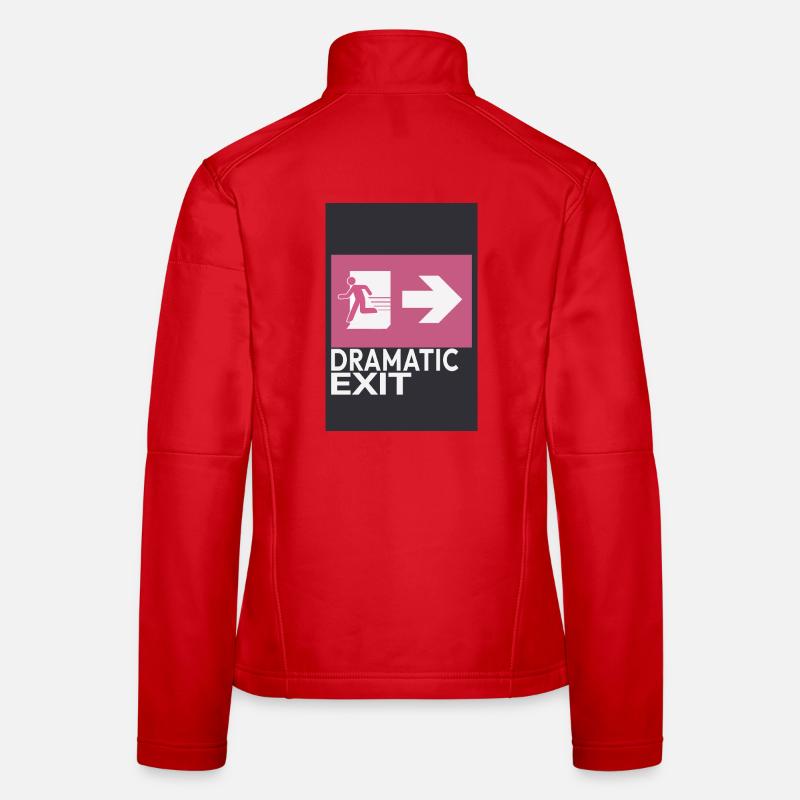 Dramatic Exit Minimal Poster Humor Grafik Frauen Softshelljacke