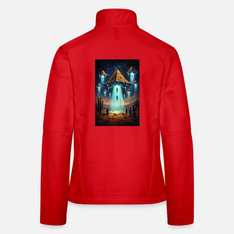 Alien UFO Pyramid Rocket Women's Softshell Jacket