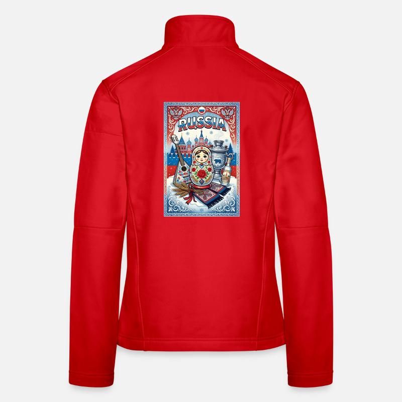 Russische Matroschka und Samowar Frauen Softshelljacke