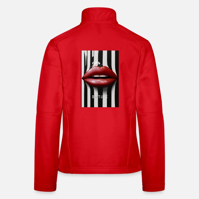 Don’t Look Lippen Statement Design Frauen Softshelljacke