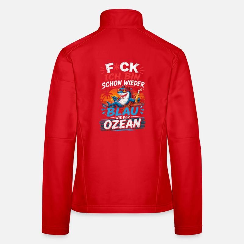 Funny shark on the beach: Blue as ocean - Women's Softshell Jacket - red
