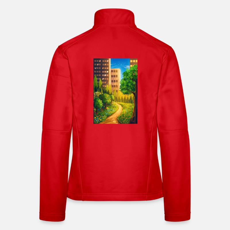 Green route between skyscrapers Women's Softshell Jacket