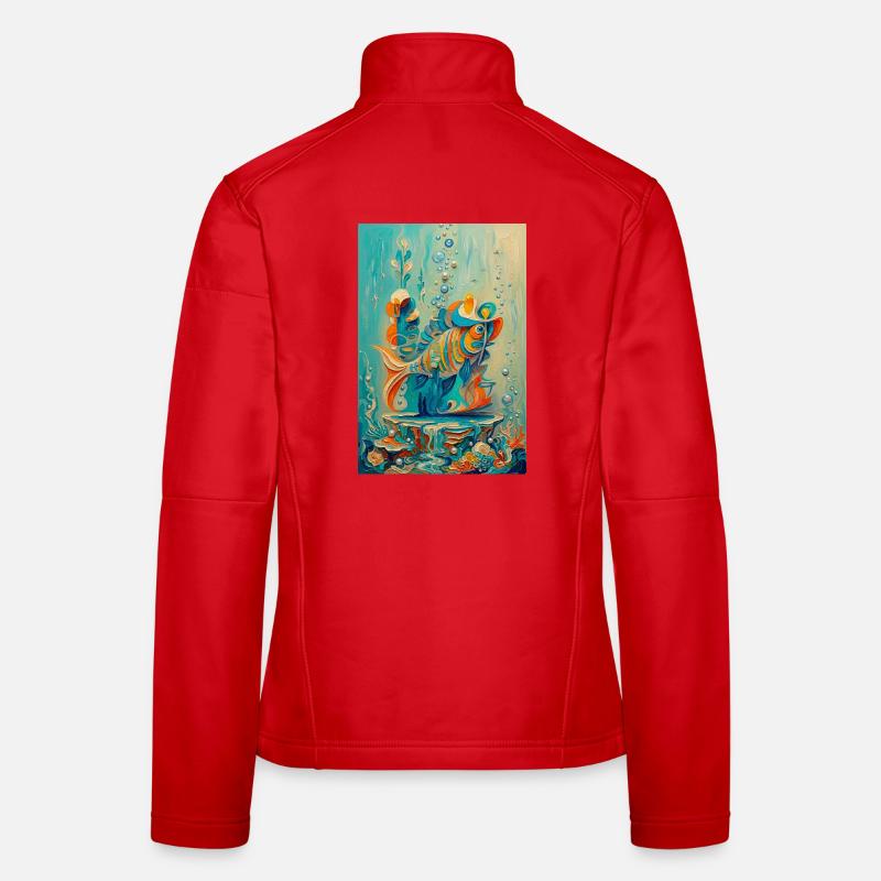 Koi-Unterwasser-farbenfrohe Kunstwerke Frauen Softshelljacke