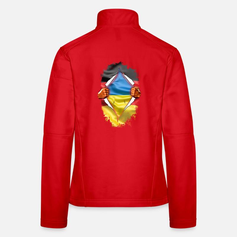 Germany German with Ukraine Heart - Women's Softshell Jacket - red