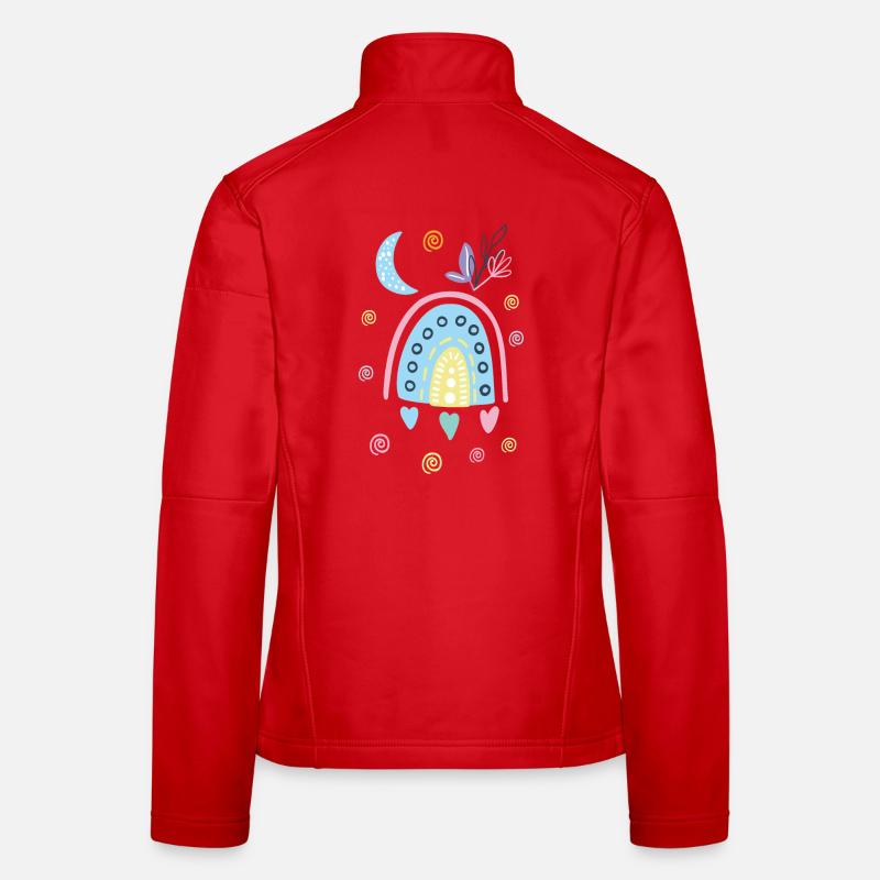 Arche de doodle arc-en-ciel pastel Veste en tissu softshell Femme