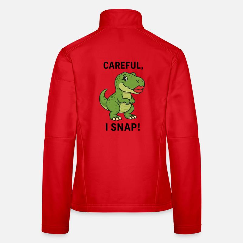 Dino T-Rex Caution I Snap Lipstick Women's Softshell Jacket