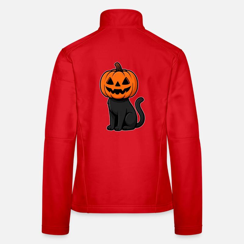 Halloween Katze mit Kürbiskopf Frauen Softshelljacke