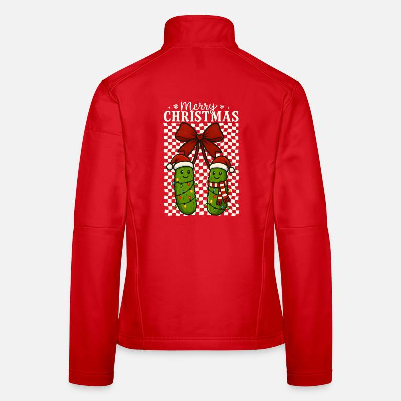 Mignon Joyeux Noël Cornichons Vacances Design Veste en tissu softshell Femme