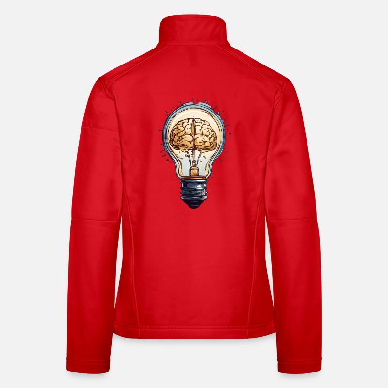 Thought Lamp: Brain Ideas in Light Bulb Women's Softshell Jacket