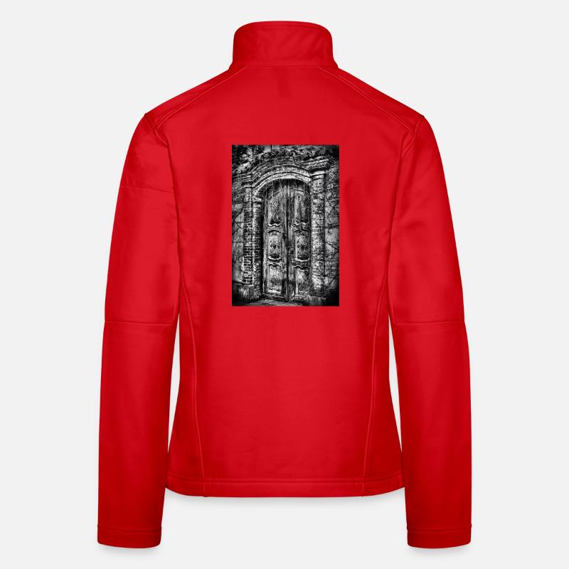 Gothic Ivy Door in Monochrome - Women's Softshell Jacket - red