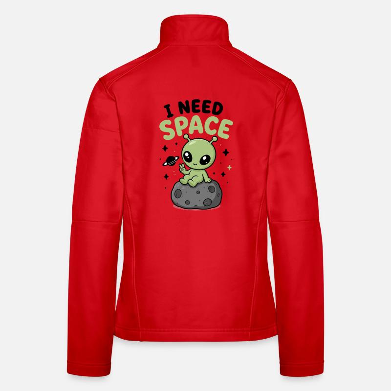 Kawaii Alien on Moonstone Women's Softshell Jacket
