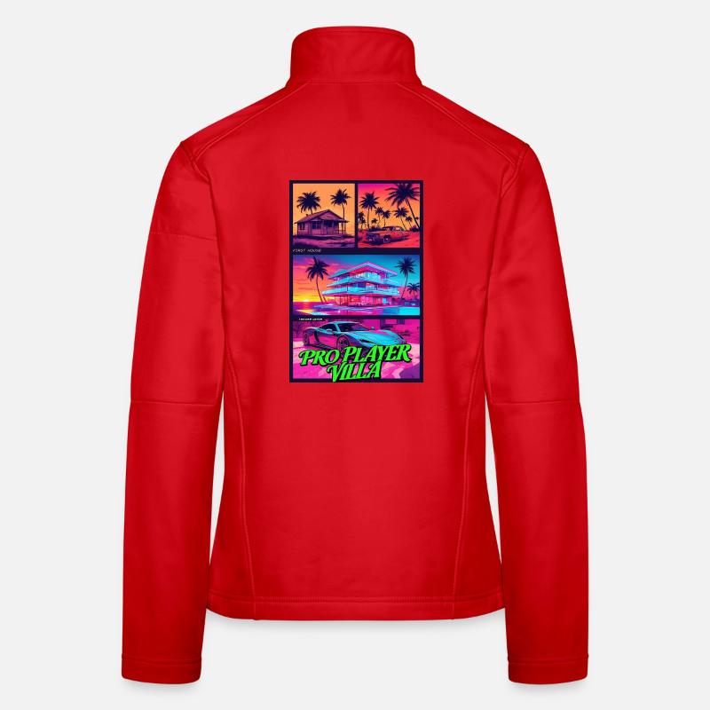 PROFISPIELER VILLA - Neon Synthwave Gaming Art Frauen Softshelljacke