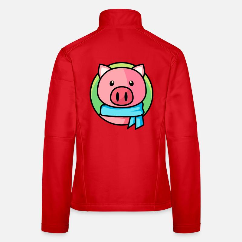 Cochon rose avec écharpe Veste en tissu softshell Femme