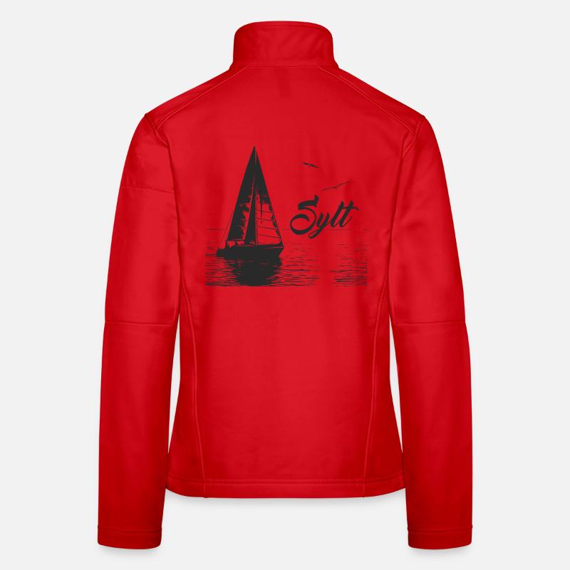 Sylt Segelboot und 2 Möwen - Frauen Softshelljacke - Rot