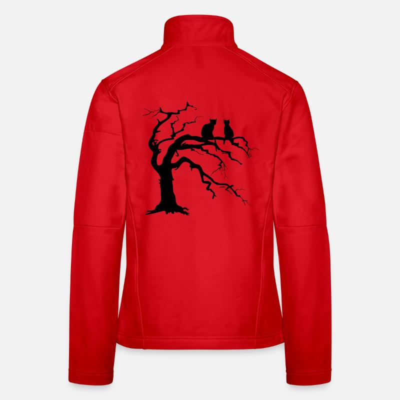 Toter baum mit 2 Katzen Silhouette Frauen Softshelljacke