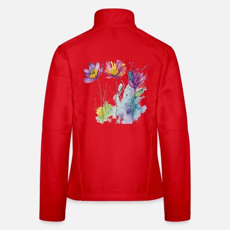 Aquarelle florale Veste en tissu softshell Femme