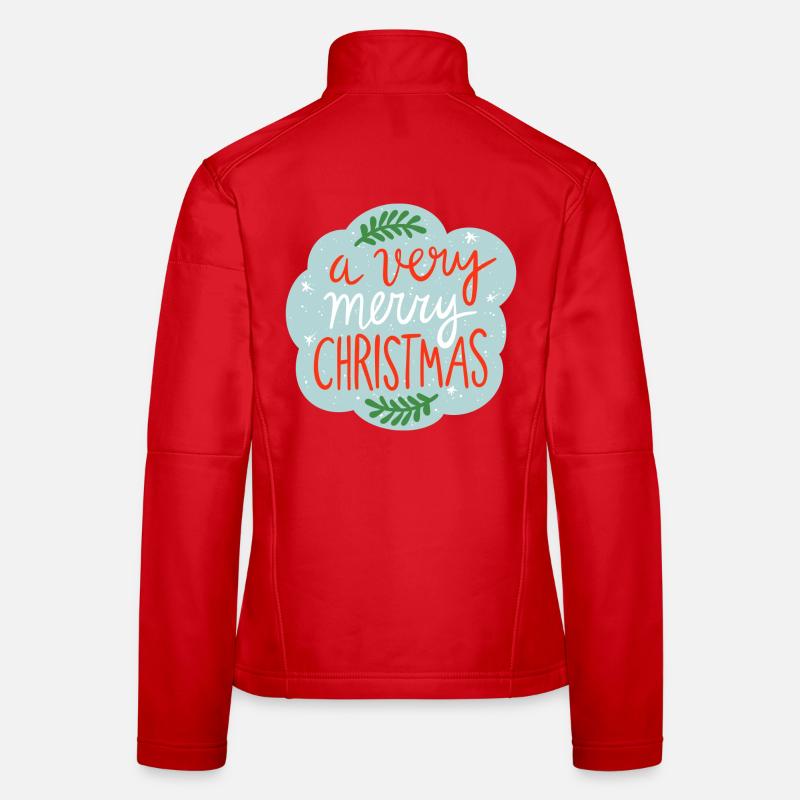 Weihnachtsaufkleber - Frauen Softshelljacke - Rot