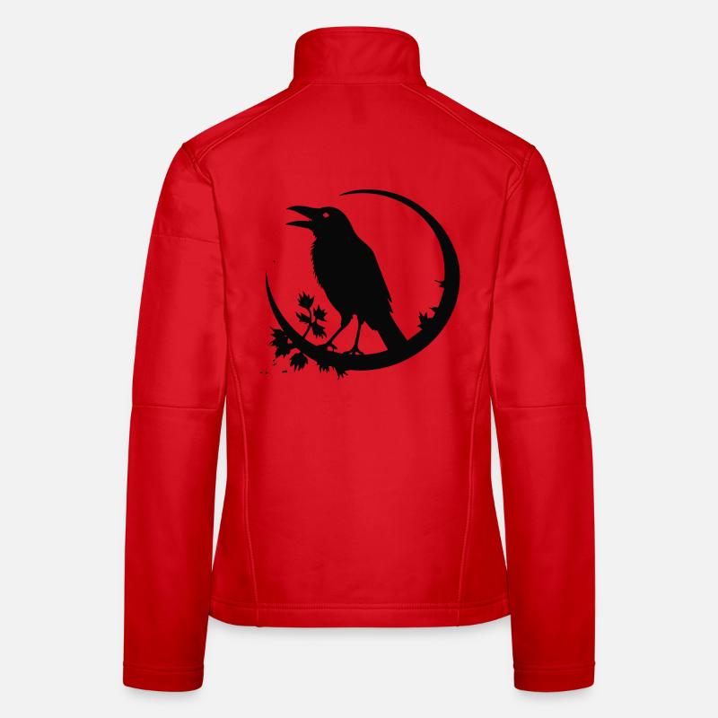 Rabe im Mond - Frauen Softshelljacke - Rot