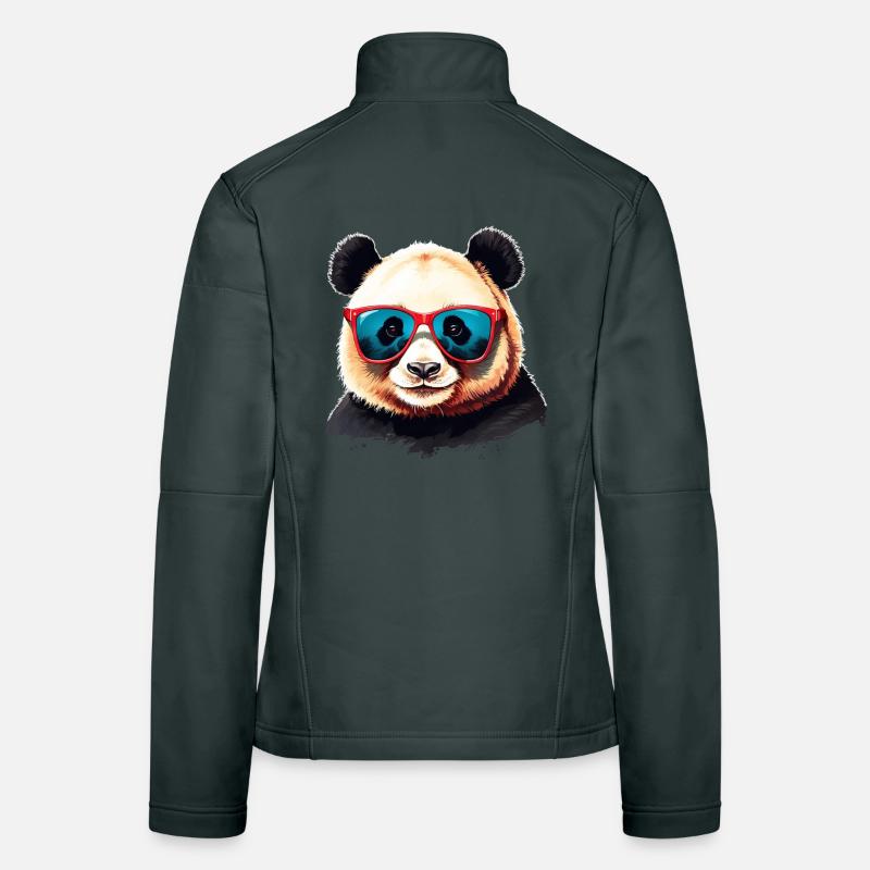 Clever Panda Bear With Cool Sunglasses Women's Softshell Jacket