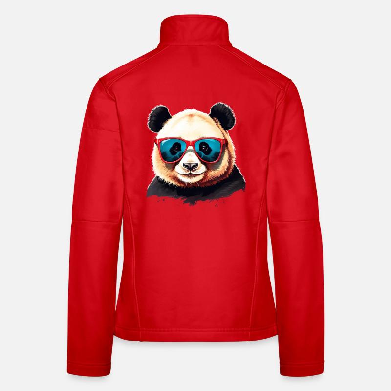 Clever Panda Bear With Cool Sunglasses Women's Softshell Jacket