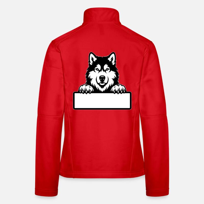 Badge de nom Malamute d’Alaska noir et blanc Veste en tissu softshell Femme