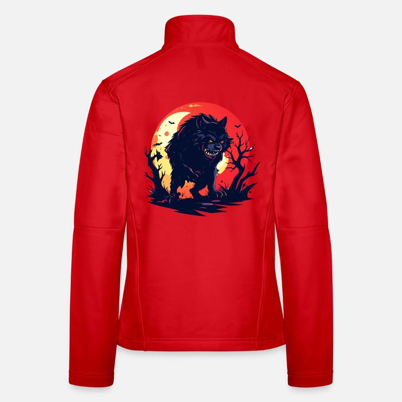 evil moon wolf werewolf in gloomy moonlight Women's Softshell Jacket