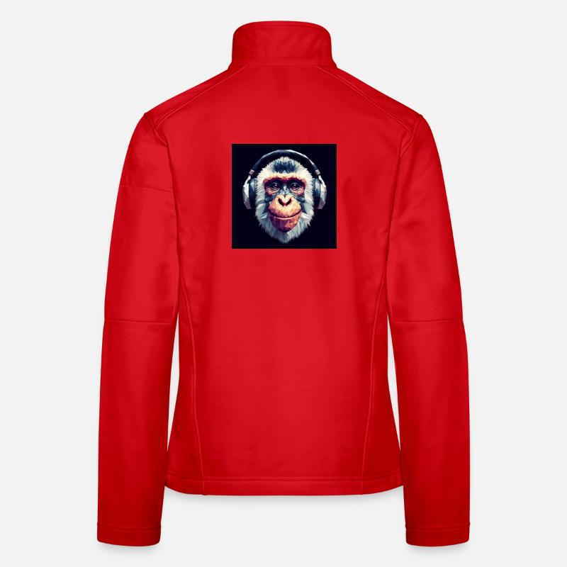 Affe mit Kopfhörer Frauen Softshelljacke