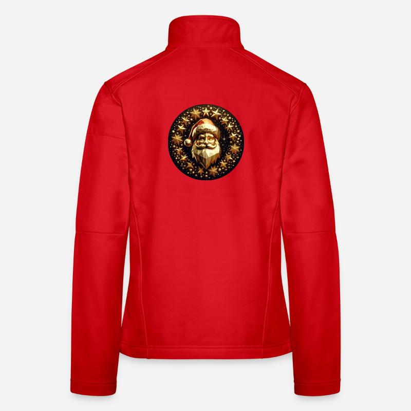 Weihnachtsmann mit Mütze und Sternen - Frauen Softshelljacke - Rot