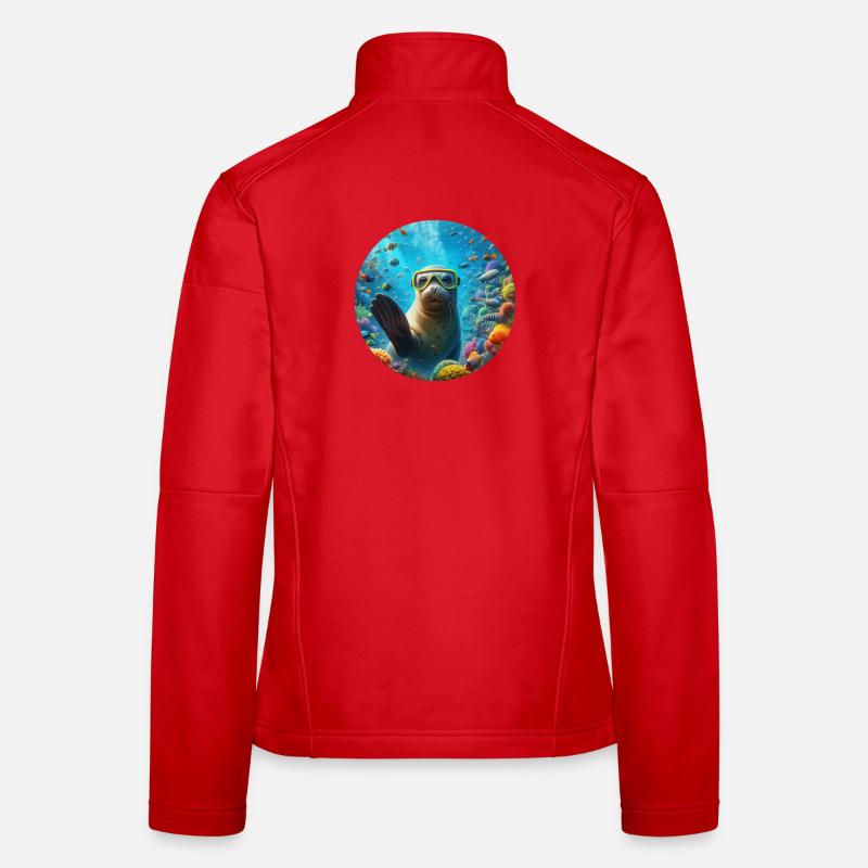 Robe unter Wasser mit einer Taucherbrille winkt Frauen Softshelljacke