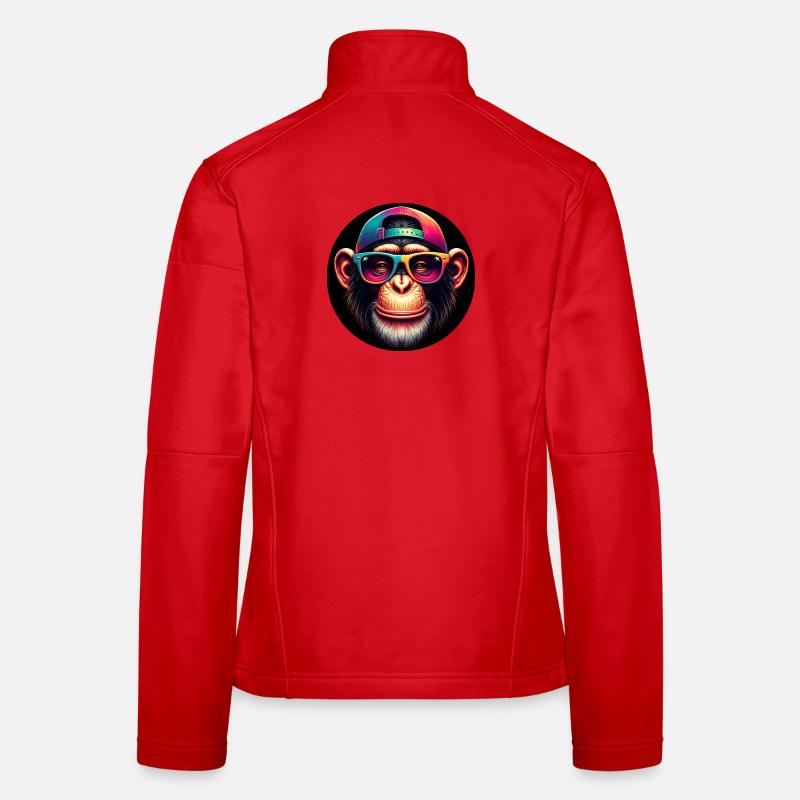 Lustiger Affe mit Cap und Brille - Frauen Softshelljacke - Rot