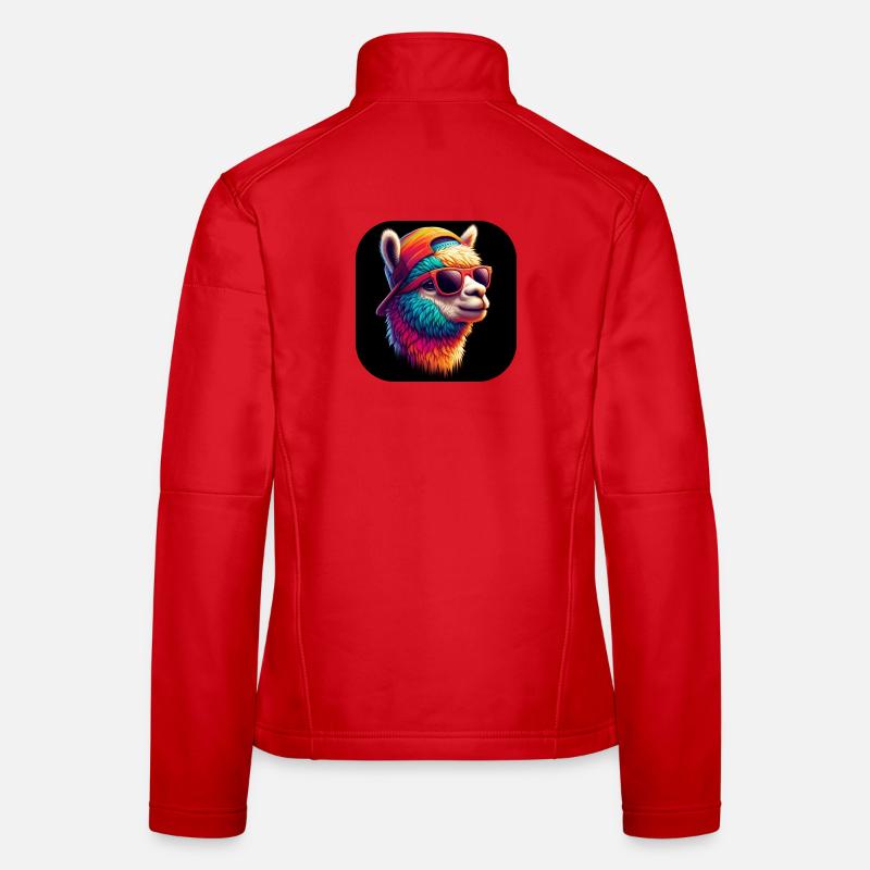 Lama Alpaga Multicolore Lunettes Cap Veste en tissu softshell Femme