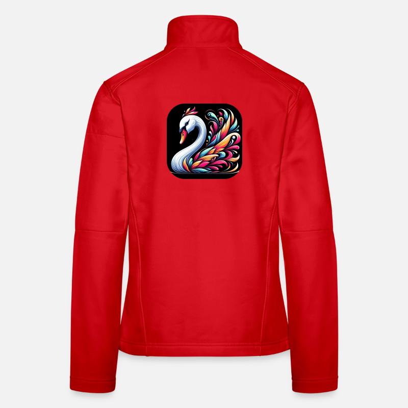 Schwan Tier bunt Comic Cartoon Frauen Softshelljacke