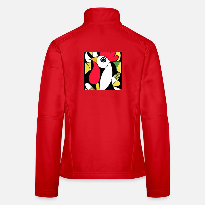 Kubistischer Coq - Frauen Softshelljacke - Rot