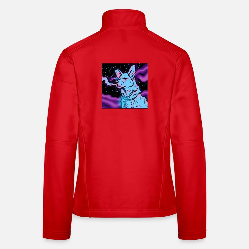 Vaping dog in space. Women's Softshell Jacket