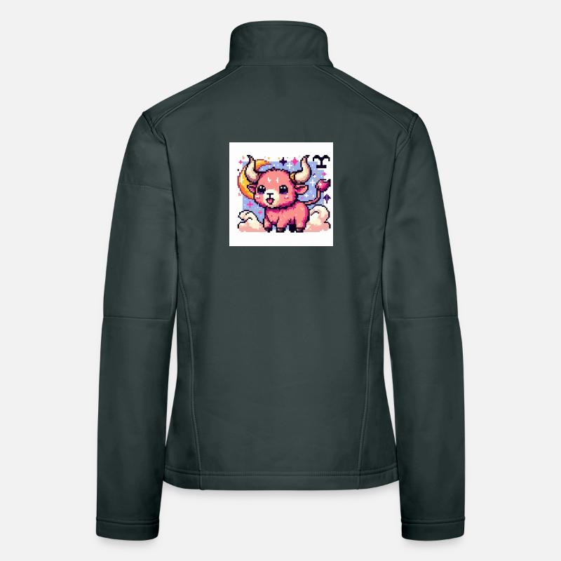 Süßes Sternzeichen Stier als Pixelart Frauen Softshelljacke