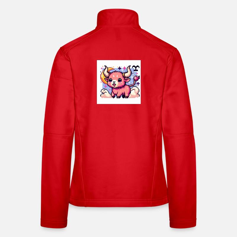 Signe du zodiaque Taureau en pixel art Veste en tissu softshell Femme
