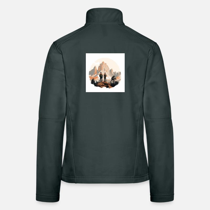 Wanderer vor Alpenlandschaft Frauen Softshelljacke