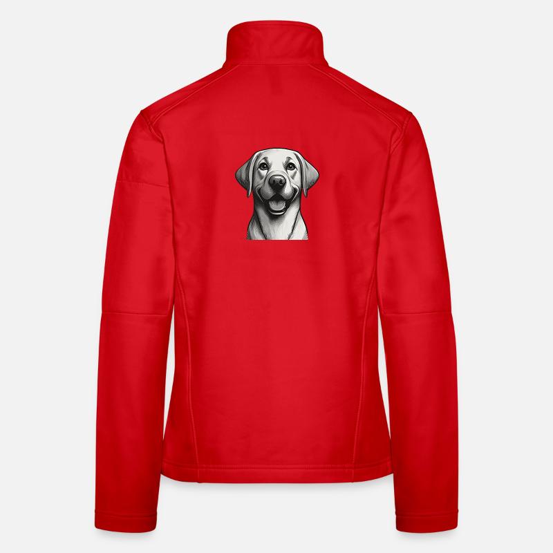 Lächelnder Labrador Hündchen Illustration - Frauen Softshelljacke - Rot