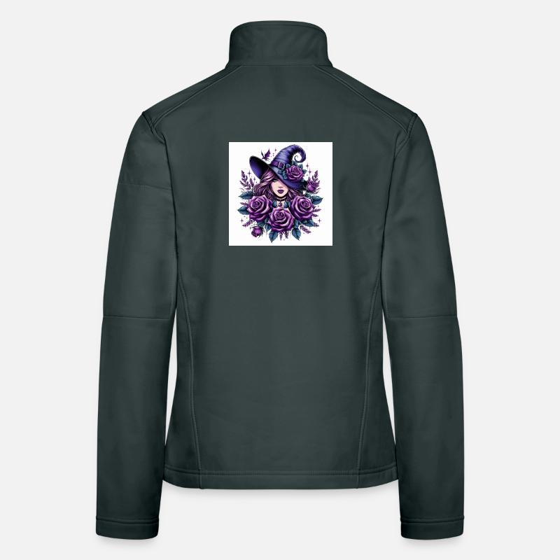Witch with violet roses Women's Softshell Jacket