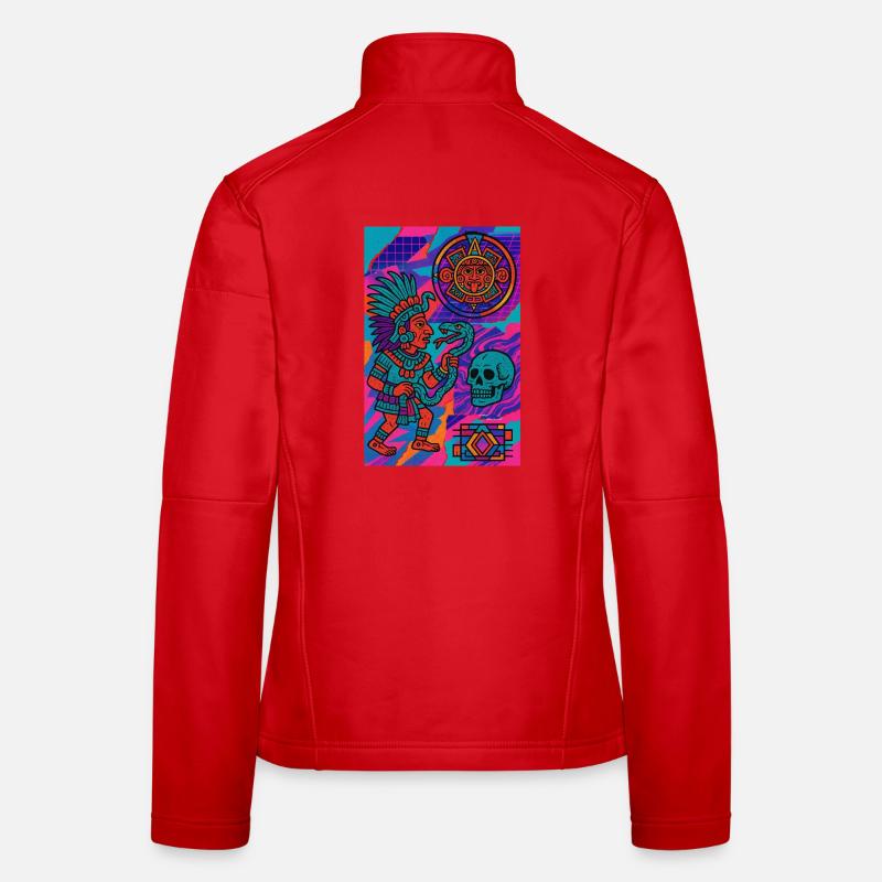 Aztekischer Krieger und Symbole Frauen Softshelljacke